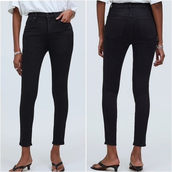 {27} Madewell 10" High Rise Skinny Black Frost Stretchy Denim Jean - Picture 1 of 13